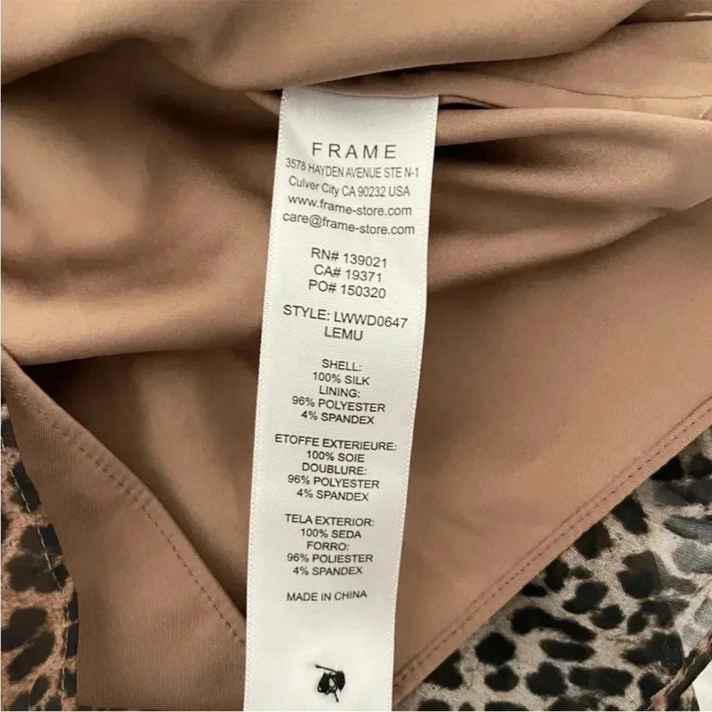 Frame silk tie neck dress in leo multi - Picture 8 of 10